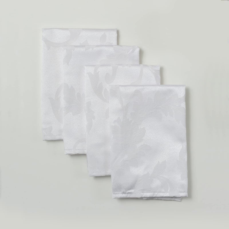 Benson Mills Harmony Scroll Woven Damask Fabric Set of 4 Napkins, Everyday, Parties, Special Occasions, Weddings and Holiday Cloth Napkin (18" x 18" Napkins, White) - Image 2